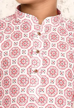 Digital Printed Cotton Kurta in White