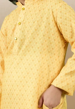 Digital Printed Cotton Kurta in Yellow