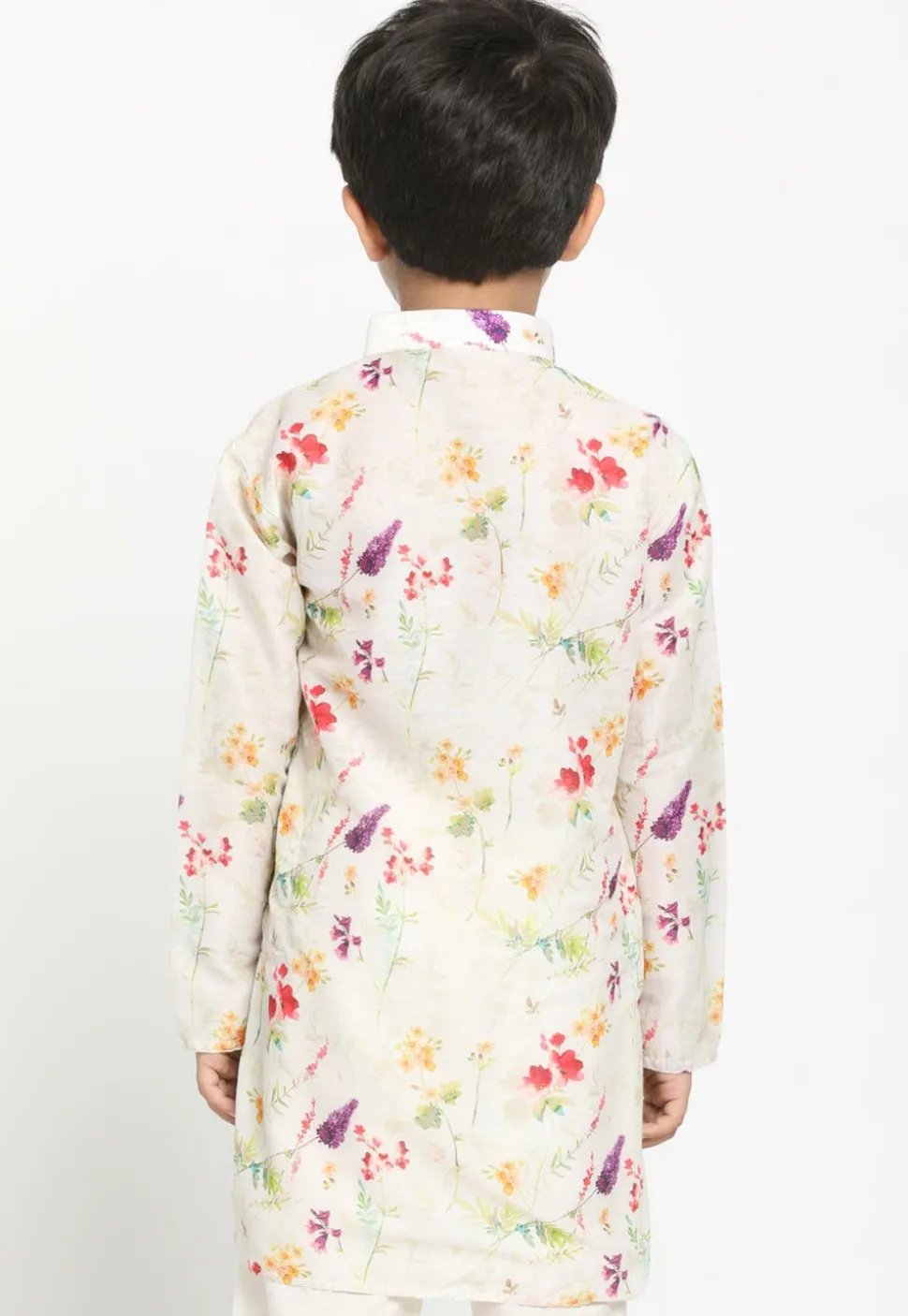 Digital Printed Cotton Kurta in Cream