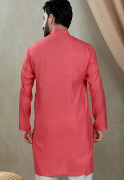 Digital Printed Cotton Kurta in Red