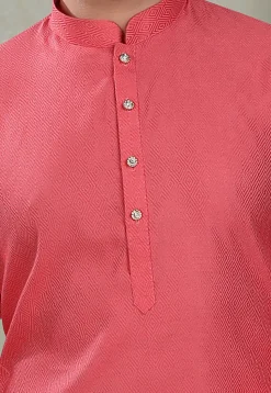 Digital Printed Cotton Kurta in Red