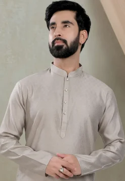 Digital Printed Cotton Kurta Set in Grey