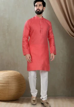Digital Printed Cotton Kurta in Red