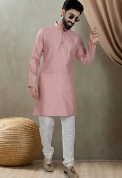 Digital Printed Cotton Kurta Set in Pink