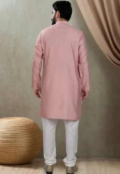 Digital Printed Cotton Kurta Set in Pink