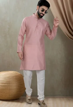 Digital Printed Cotton Kurta in Pink