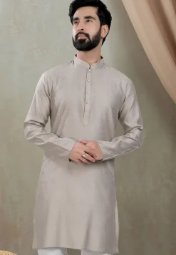 Digital Printed Cotton Kurta in Grey