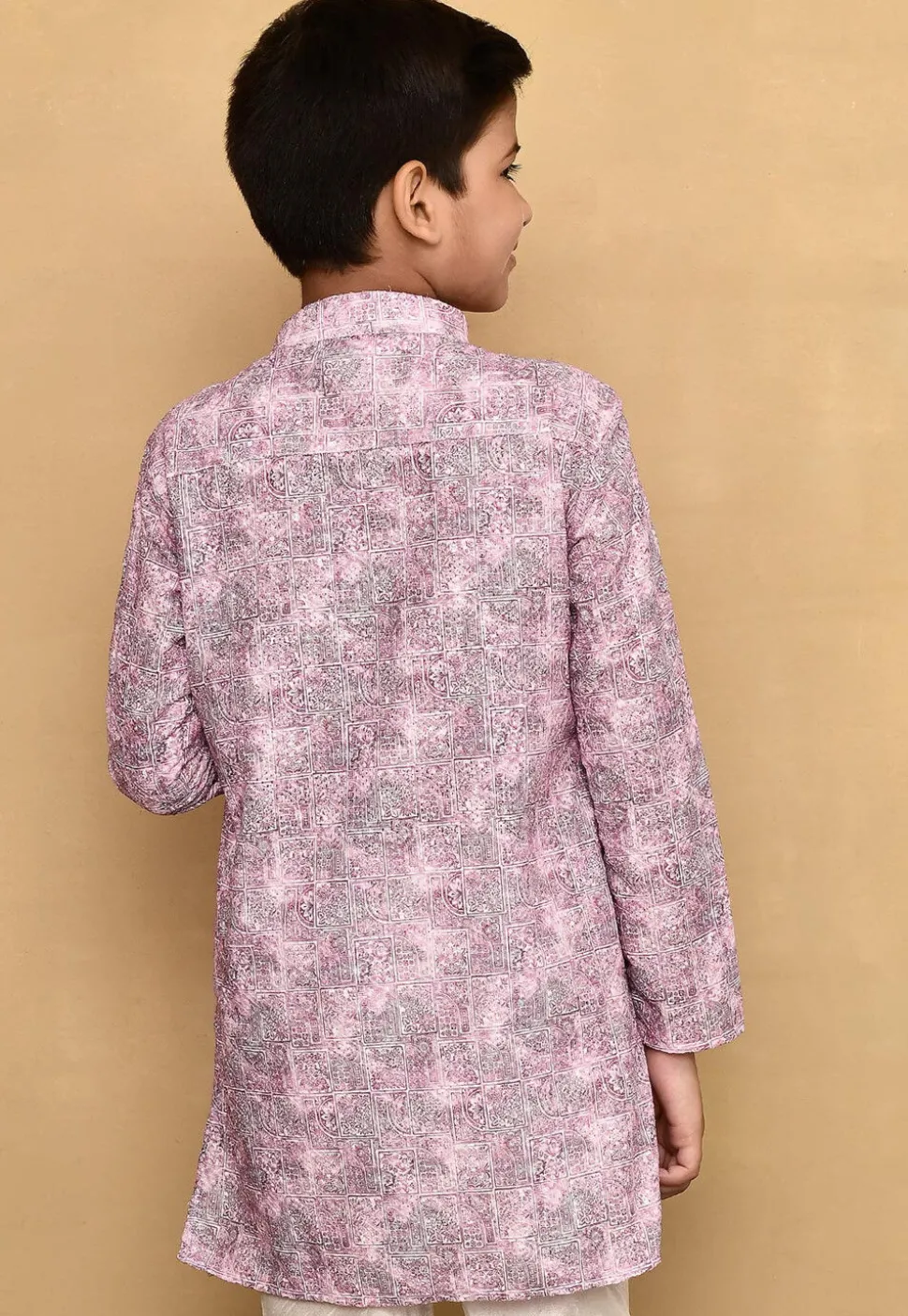 Digital Printed Cotton Kurta in Pink