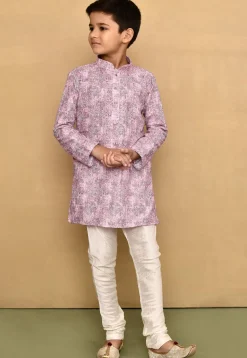 Digital Printed Cotton Kurta in Pink