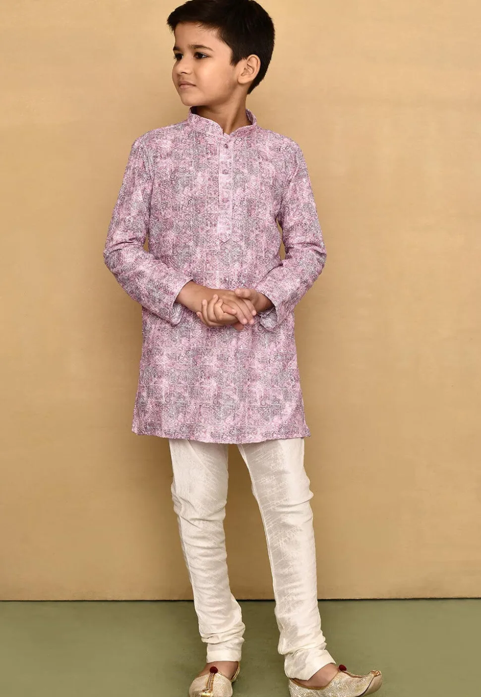 Digital Printed Cotton Kurta in Pink