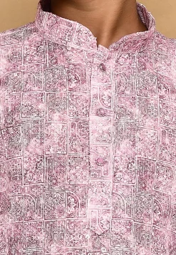 Digital Printed Cotton Kurta in Pink