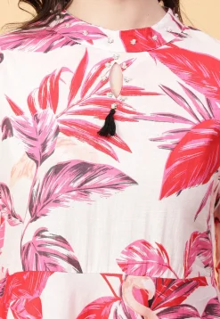 Digital Printed Cotton Maxi Dress in Off White