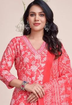 Digital Printed Cotton Pakistani Suit in Pink