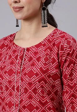 Digital Printed Cotton Pakistani Suit in Red