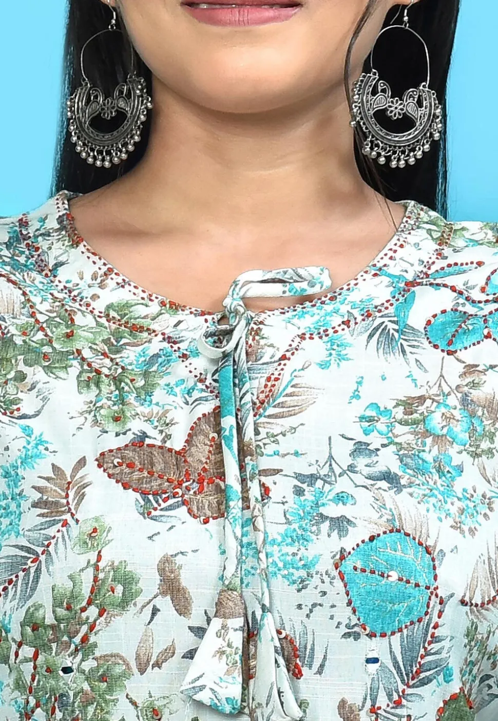 Digital Printed Cotton Pakistani Suit in White
