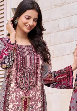 Digital Printed Cotton Pakistani Suit in Grey
