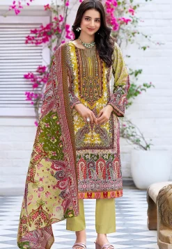 Digital Printed Cotton Pakistani Suit in Green