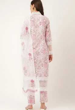 Digital Printed Cotton Pakistani Suit in Off White