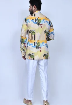 Digital Printed Cotton Short Kurta Set in Multicolor