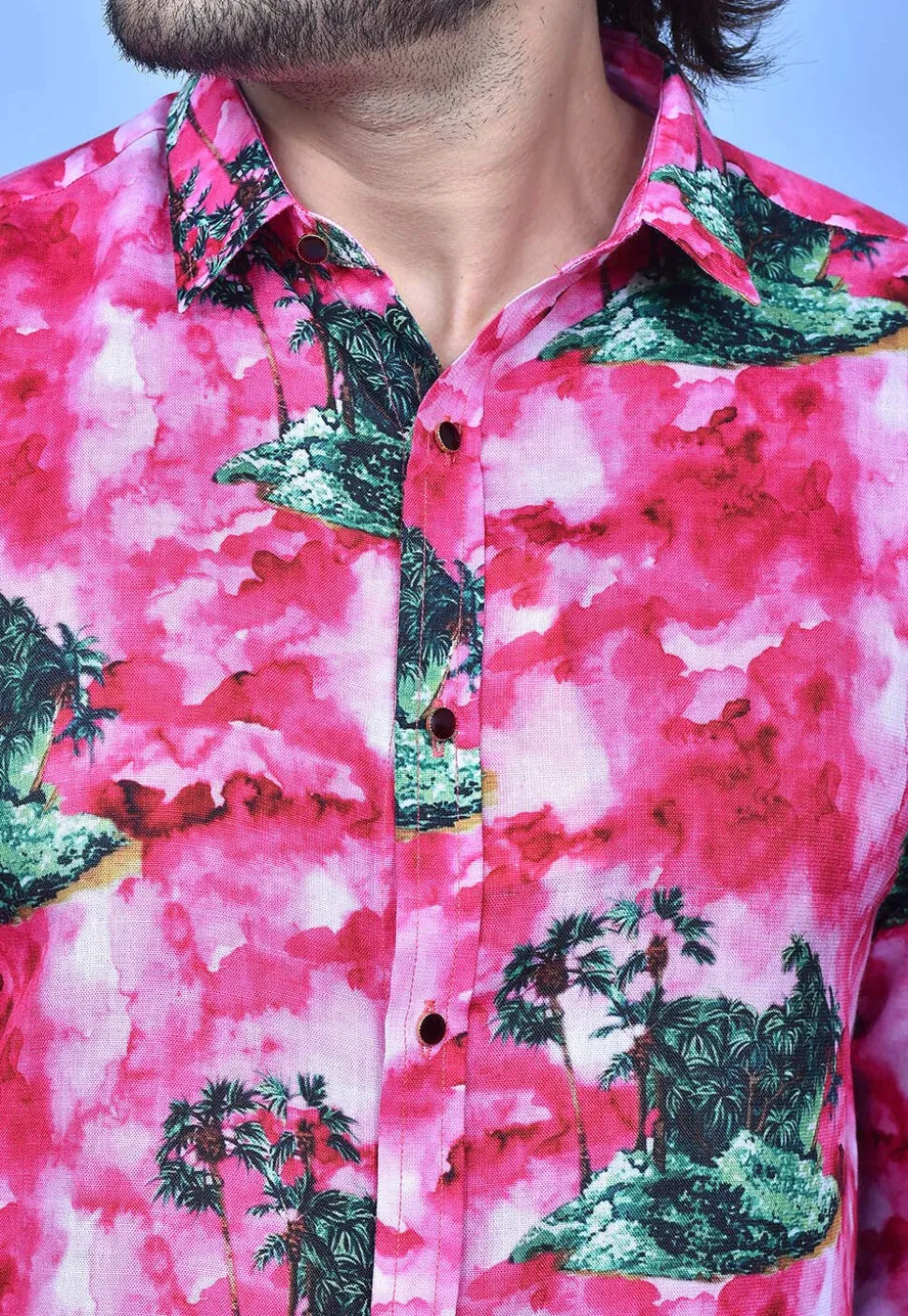 Digital Printed Cotton Shirt in Pink