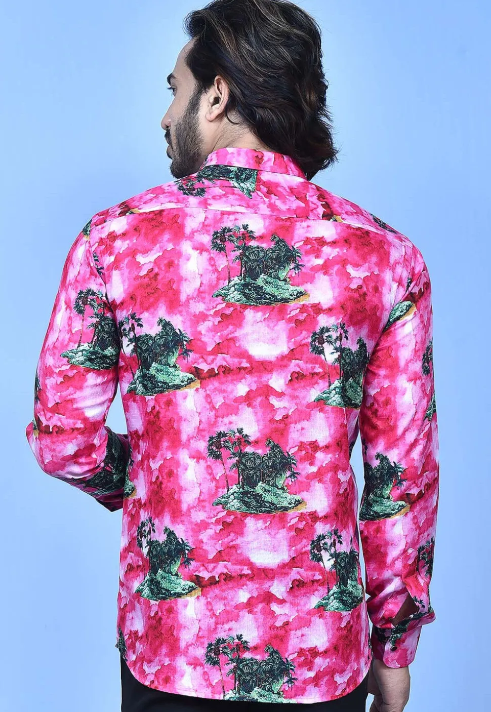Digital Printed Cotton Shirt in Pink