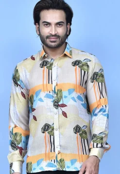 Digital Printed Cotton Shirt in Multicolor