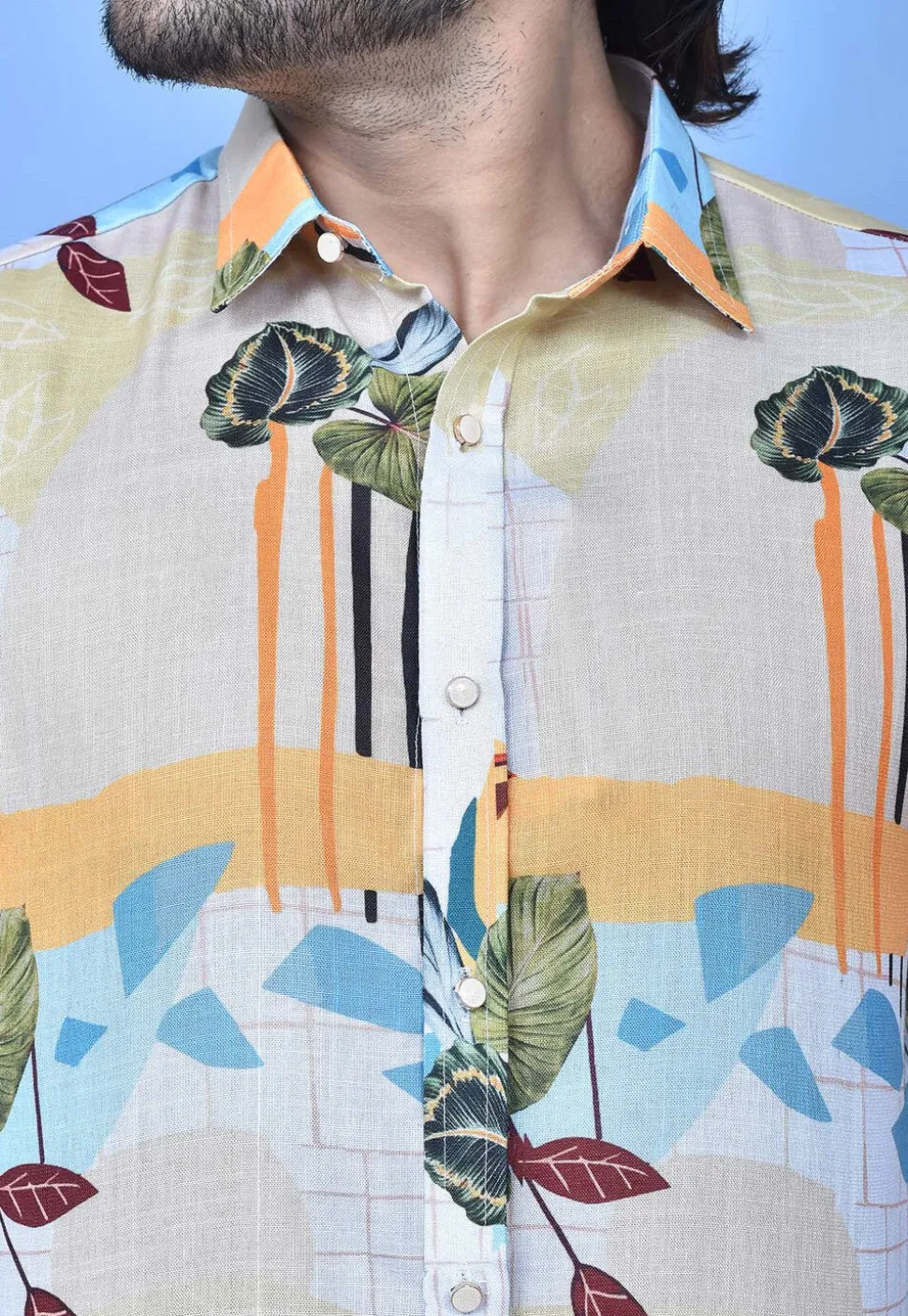 Digital Printed Cotton Shirt in Multicolor