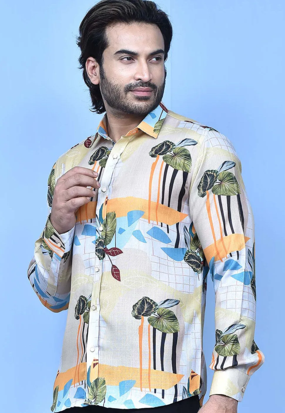 Digital Printed Cotton Shirt in Multicolor