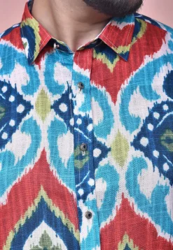 Digital Printed Cotton Shirt in Multicolor