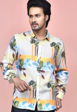 Digital Printed Cotton Shirt in Multicolor