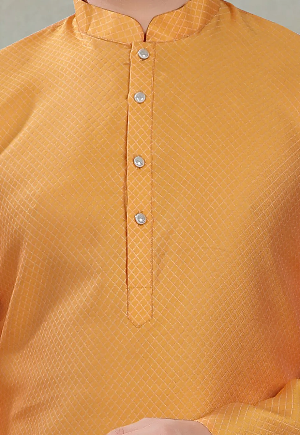 Digital Printed Cotton Silk Kurta in Mustard