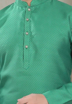 Digital Printed Cotton Silk Kurta in Green