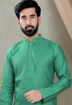 Digital Printed Cotton Silk Kurta Set in Green