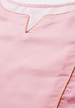 Digital Printed Cotton Straight Kurta Set in Pink