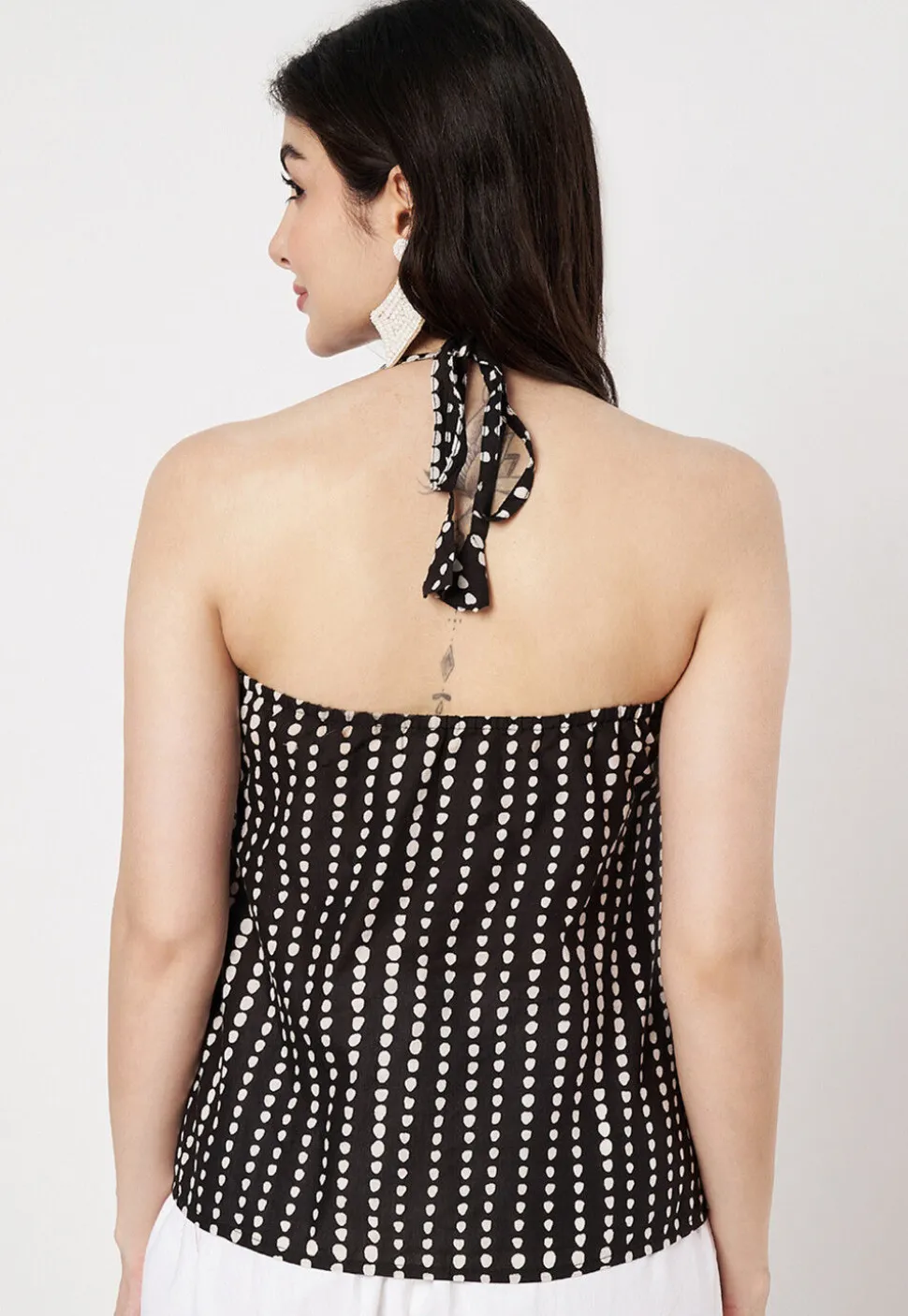 Digital Printed Cotton Top in Black