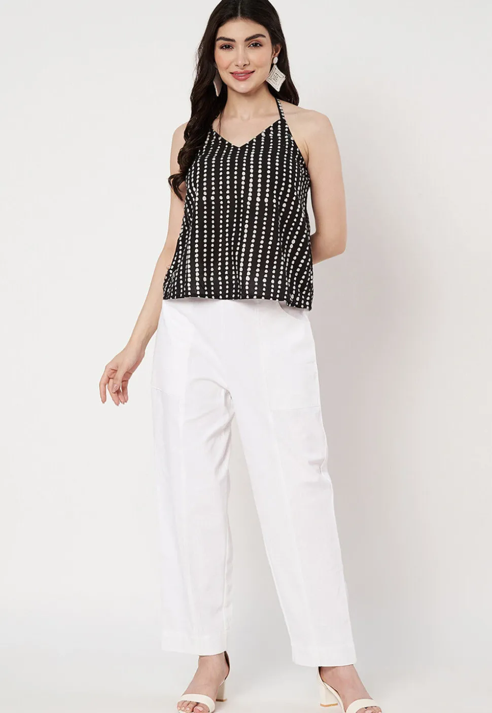 Digital Printed Cotton Top in Black