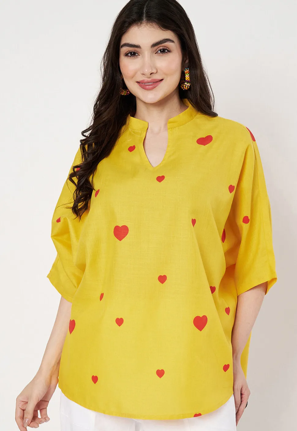 Digital Printed Cotton Top in Yellow