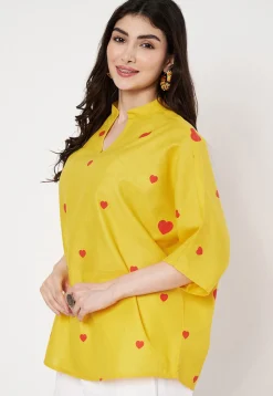 Digital Printed Cotton Top in Yellow