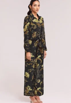 Digital Printed Crepe Co Ord Set in Black