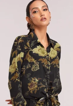 Digital Printed Crepe Co Ord Set in Black