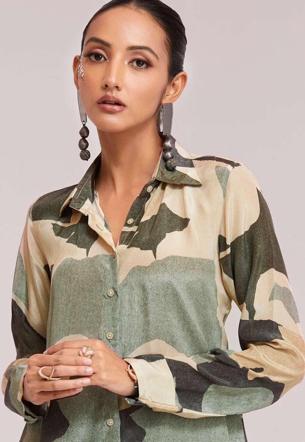 Digital Printed Crepe Co Ord Set in Multicolor