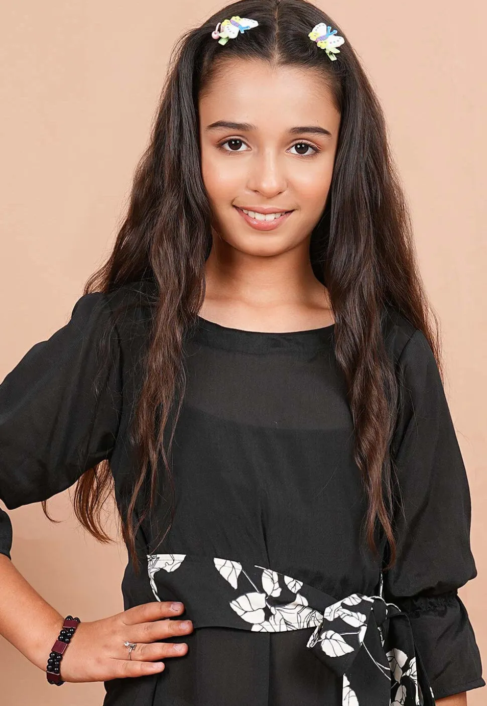 Digital Printed Crepe Co-Ord Set in Black