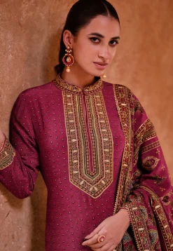 Digital Printed Crepe Pakistani Suit in Purple