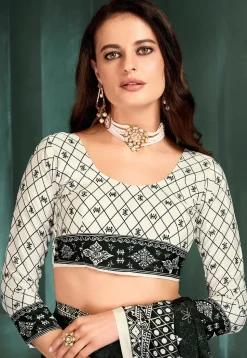 Digital Printed Crepe Saree in Black
