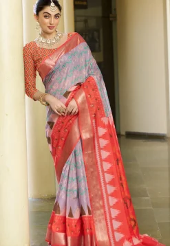 Digital Printed Crepe Saree in Light Purple