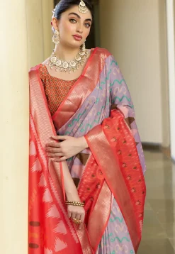 Digital Printed Crepe Saree in Light Purple