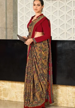 Digital Printed Crepe Saree in Black