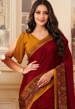 Digital Printed Crepe Saree in Maroon