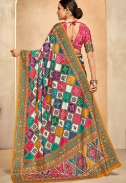 Digital Printed Crepe Saree in Multicolor