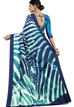 Digital Printed Crepe Saree in Sea Green